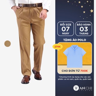 Quần kaki nam trung niên ống suông ANCHI 100% cotton thoáng mát - B4ACKK2021