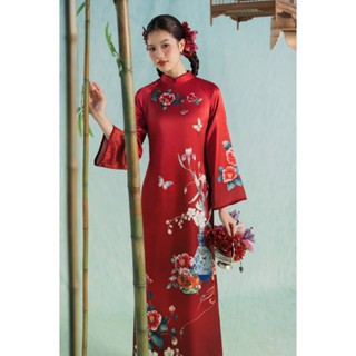 BST ÁO DÀI TẾT XUÂN Ý BÍCH HỌA 2025 - MÀU ĐỎ | HÀ CÚC