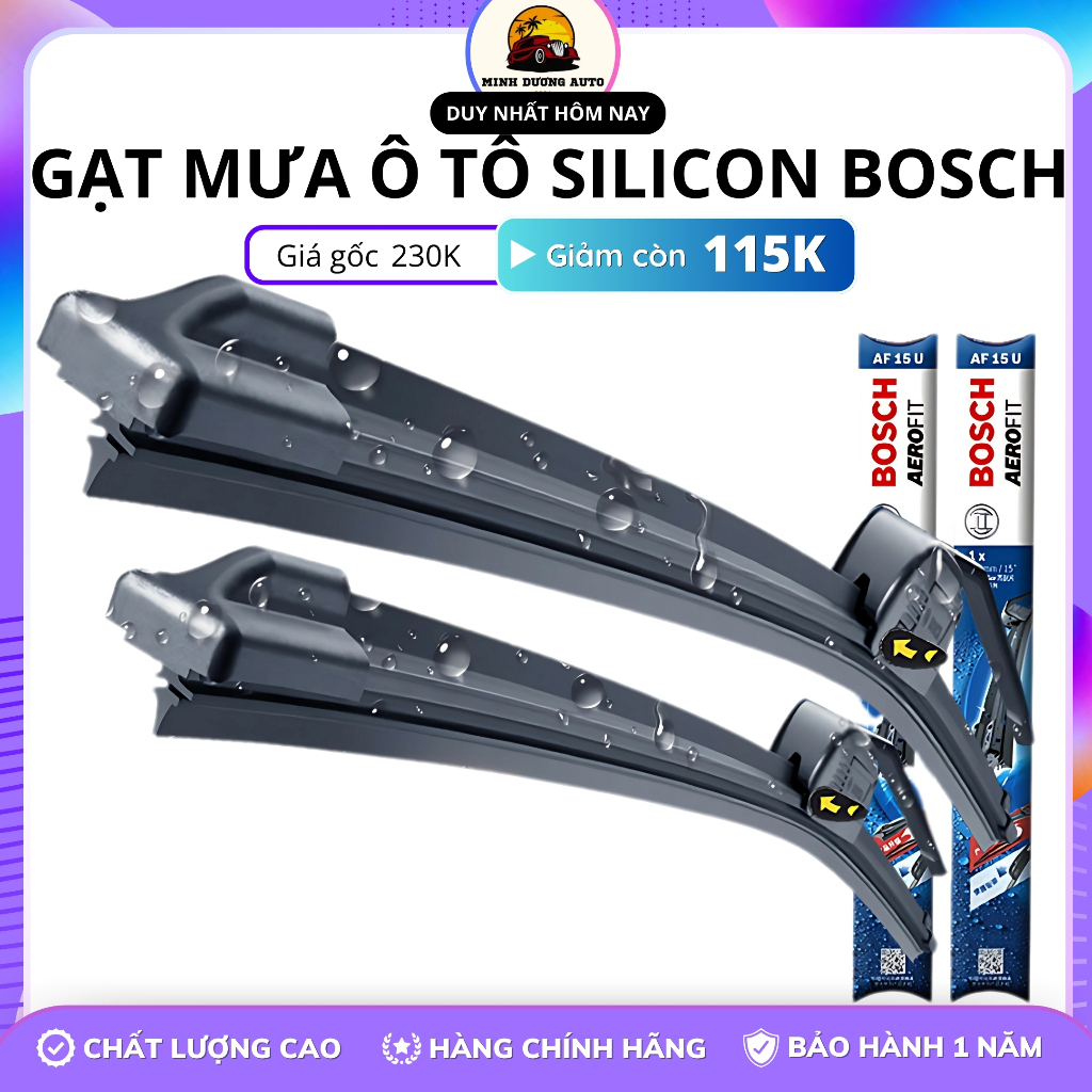 Cần gạt mưa Boschhhh ô tô cao cấp không xương thân mềm móc U