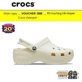    CHÍNH HÃNG   Dép GIÀY CLOG UNISEX CROCS PLATFORM CLASSIC - BONE 