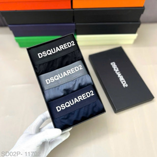 Set 3 quần lót nam DSQ dáng sịp đùi in hoạ tiết chữ logo cạp co gian 4 chiều full box sang trọng SD02P