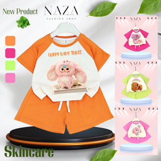 Bộ Đồ Cộc Tay Cho Bé (CAM) Từ 8-45kg chất vải cotton hoạ tiết phối labubu hot trend cho bét trai bé gái 2025