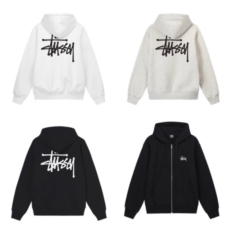 Áo hoodie zip Stussy basic