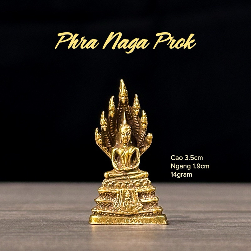 Phra Naga Prok - Rắn Thần Naga Che Mưa Đức Phật - Tượng Đồng Mini Thái Lan - Tượng Đồng Phong Thuỷ
