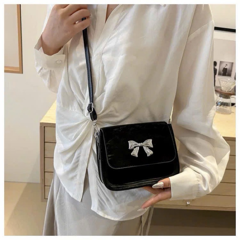 Túi Xách Nữ Dáng Bầu Da Nhung Vân Loang Mác Nơ Basic _TDC292 | BigBuy360 - bigbuy360.vn