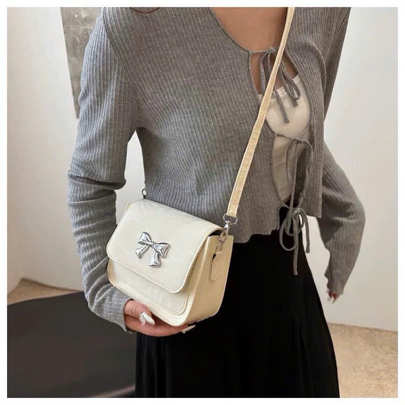 Túi Xách Nữ Dáng Bầu Da Nhung Vân Loang Mác Nơ Basic _TDC292 | BigBuy360 - bigbuy360.vn