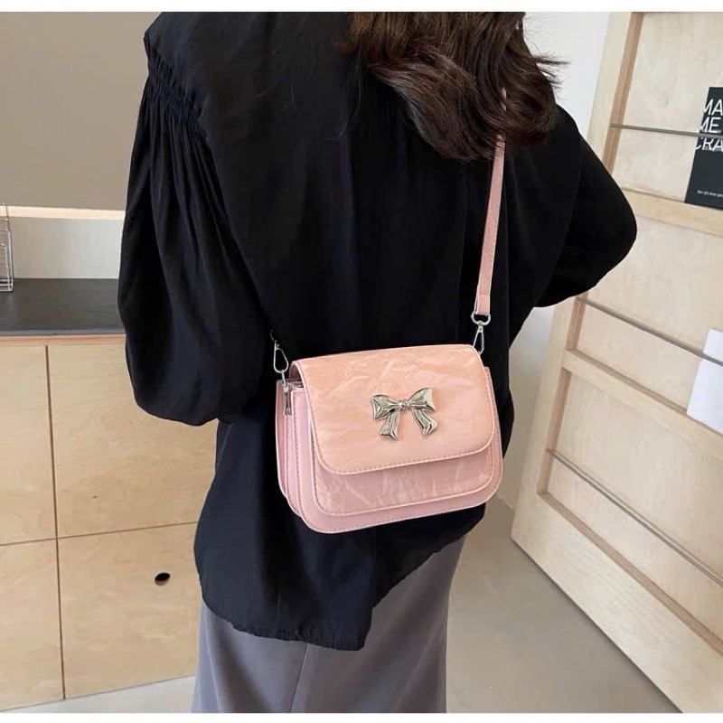 Túi Xách Nữ Dáng Bầu Da Nhung Vân Loang Mác Nơ Basic _TDC292 | BigBuy360 - bigbuy360.vn