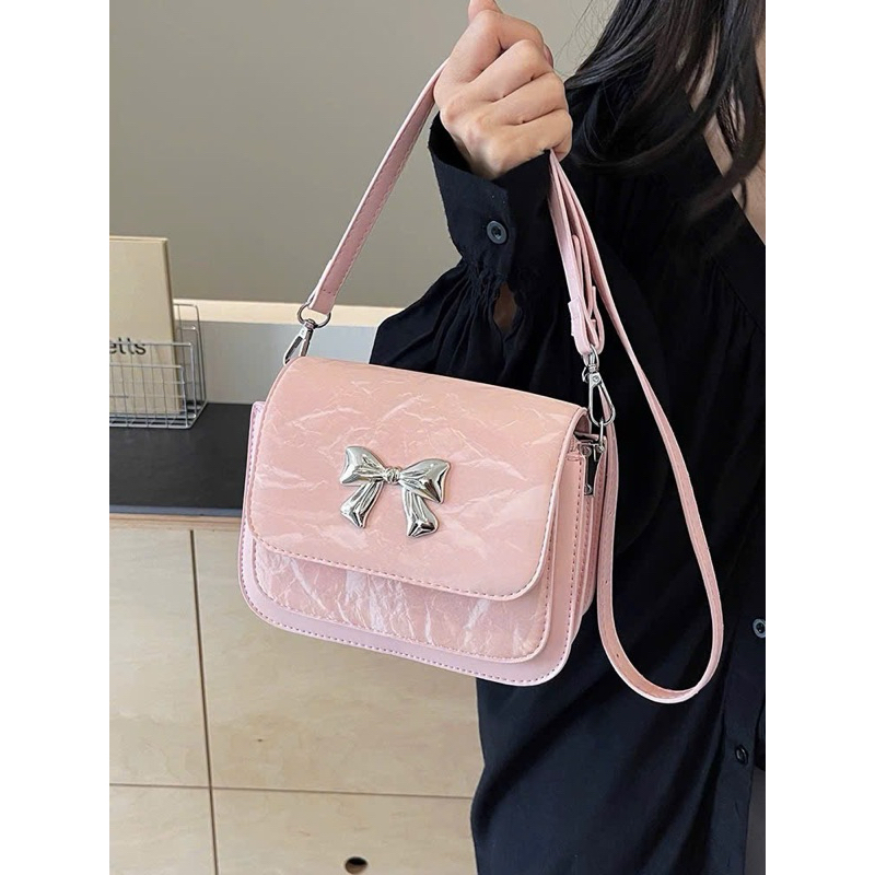 Túi Xách Nữ Dáng Bầu Da Nhung Vân Loang Mác Nơ Basic _TDC292 | BigBuy360 - bigbuy360.vn