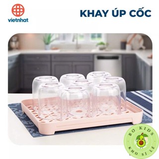 Khay úp cốc để bàn uống nước Việt Nhật (5658), Giá úp cốc có khay hứng nước khô ráo, tiện dụng
