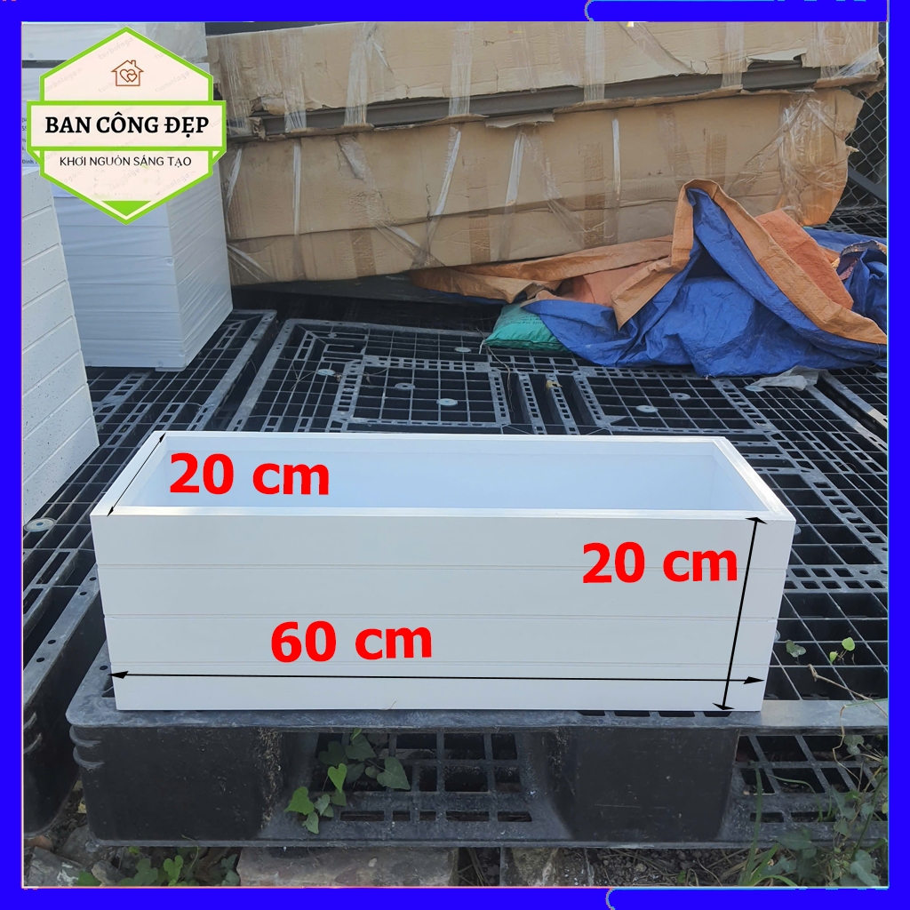 Chậu cây composite; chậu nhựa composite kẻ chỉ siêu nhẹ, chịu nắng, chịu nước thích hợp trồng cây ba