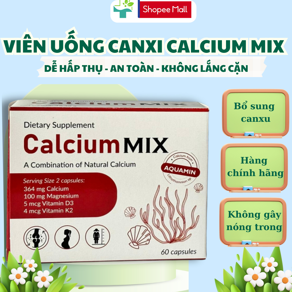 Viên Uống Canxi Calcium MIX_Bổ Sung Canxi,Magie,Vitamin D3 Cho Xương Chắc Khỏe&Ngăn Ngừa Loãng Xương