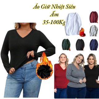  Áo Giữ Nhiệt Lót Lông Dài Tay Cổ Tim  Dành Cho Nữ Thời Trang Thu Đông Hottrend 2025 Size Từ 35KG Đến 100KG 