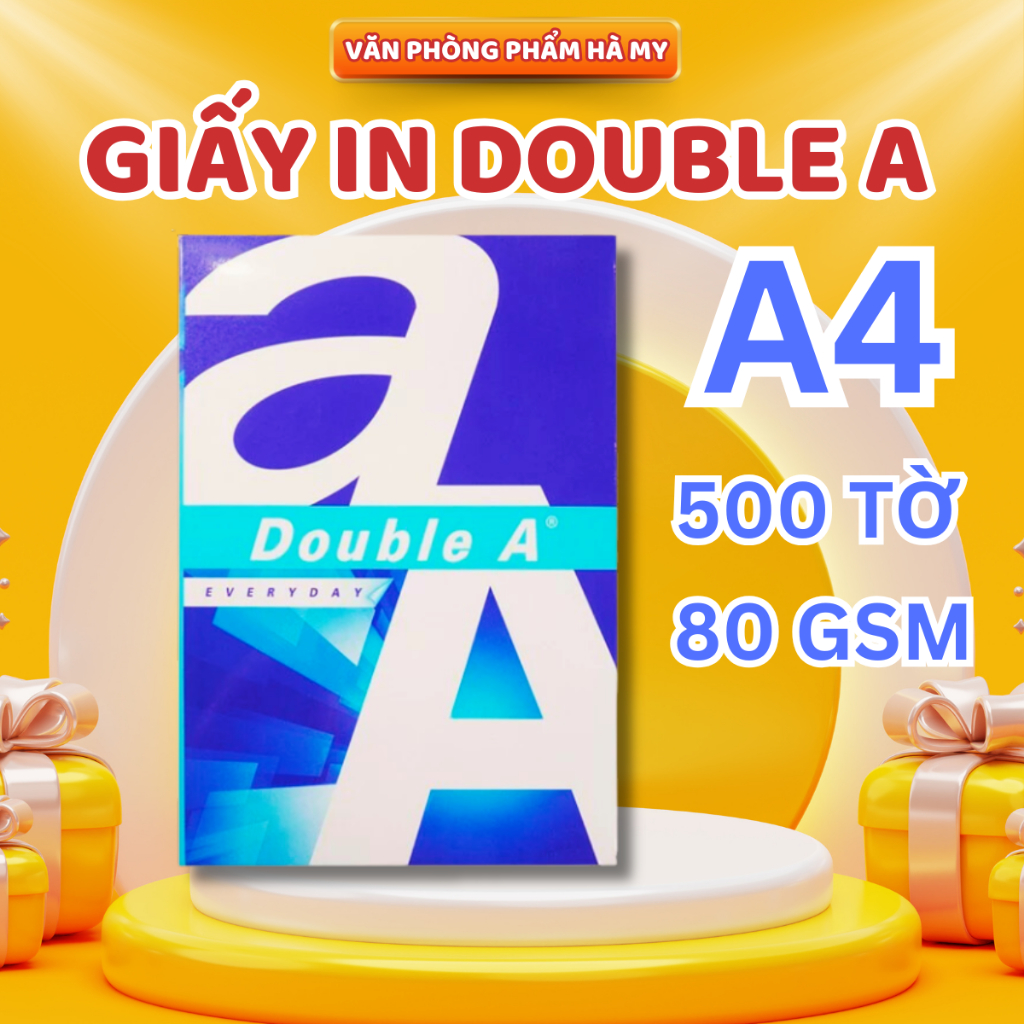 1 Ream 500 tờ Giấy in Double A 80gsm Khổ A4 Chính Hãng Thái Lan