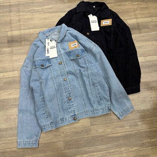 Áo Khoác Jean Nam Nữ form rộng mạc nâu, áo khoác kaki bò dài tay phong cách unisex