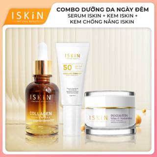Combo 1 Serum Trắng Da Mờ Thâm + 1 Kem Face Trắng Da Mờ Thâm  + 1 Kem Chống Nắng Phổ Rộng Nâng Tông ISKIN NATURAL BEAUTY