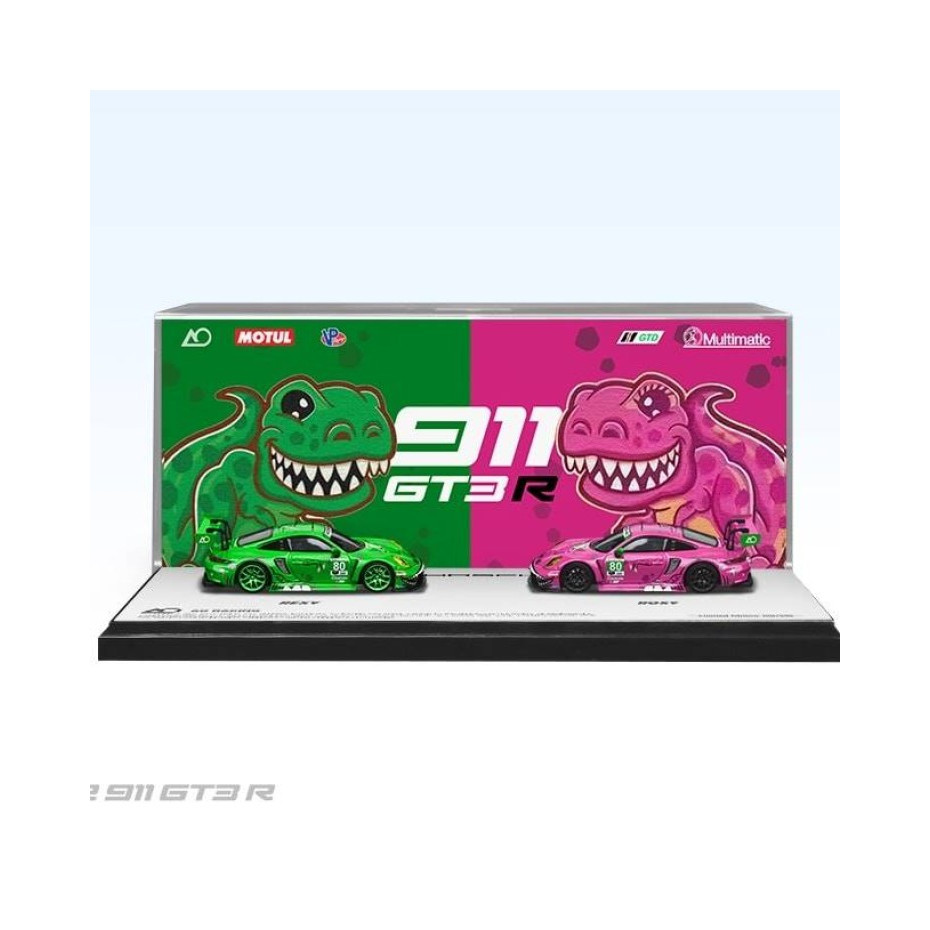Mô hình xe Porsche 911 (992) GT3 Tyrannosaurus ROXY REXY pink - green tỉ lệ 1:64 Star race SR64004 -