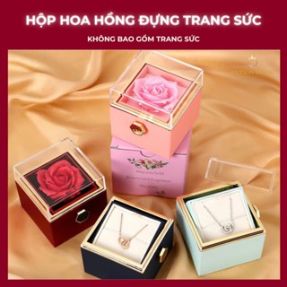 Hộp nhẫn xoay hoa hồng sáp vĩnh cửu quà tặng cầu hôn lãng mạn,Hộp trang sức đựng nhẫn nữ, dây chuyền DUYSON [HOPXOAY]