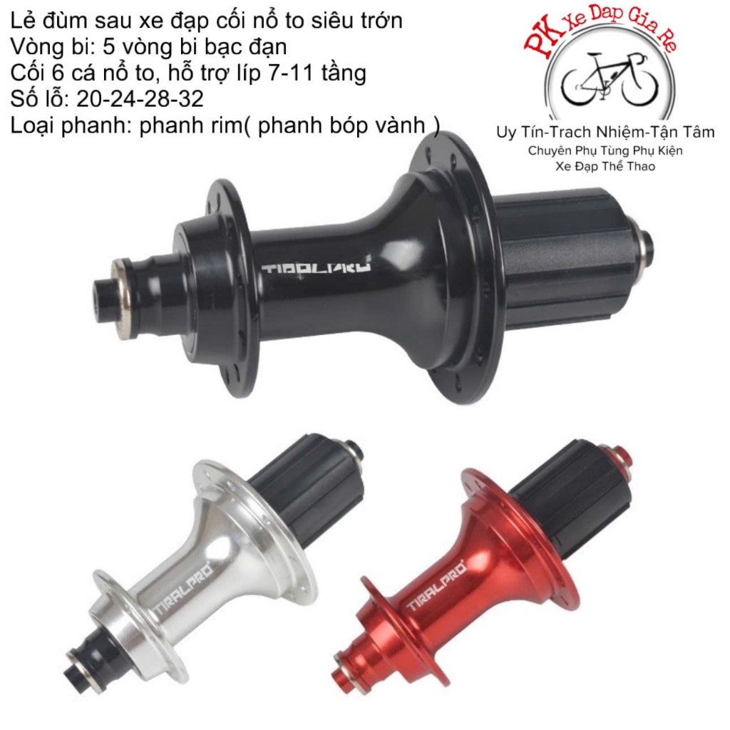 Lẻ đùm sau xe đạp cối nổ to siêu trớn, Moay ơ nhôm xe đạp 20-24-28-32 lỗ chạy bạc đạn cối nổ, Đùm/Mo