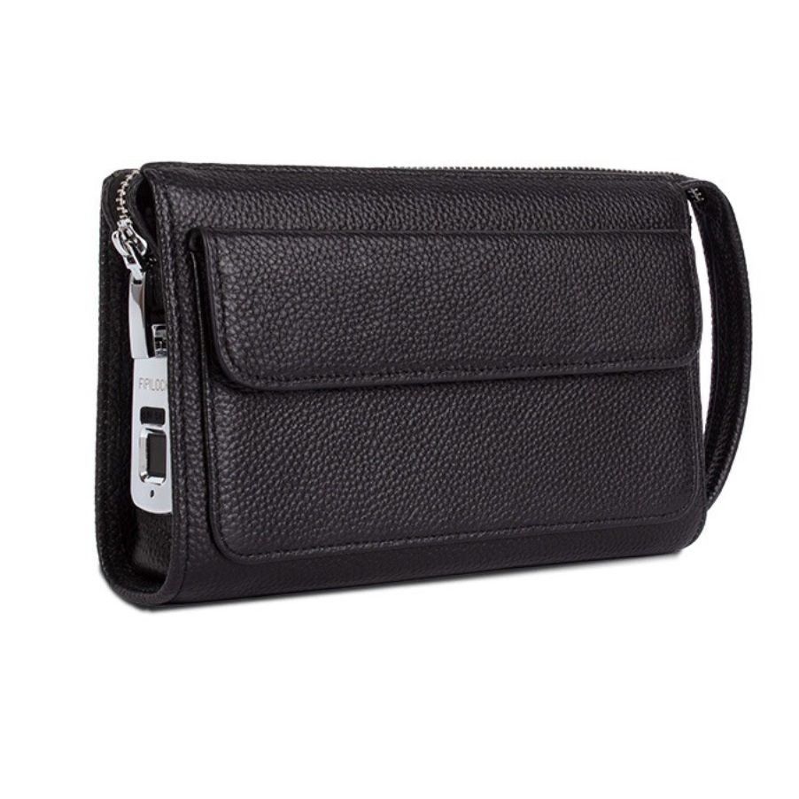 Ví Cầm Tay Clutch Nam Chính Hãng Da Bò Khóa Vân Tay Cao Cấp Màu Đen 8088