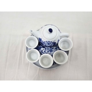 Bộ ấm chén mini thờ cúng bát tràng, họa tiết rồng phương, hoa sen