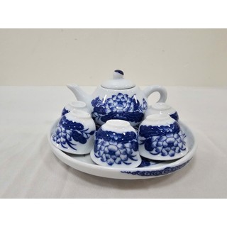 Bộ ấm chén mini thờ cúng bát tràng, họa tiết rồng phương, hoa sen