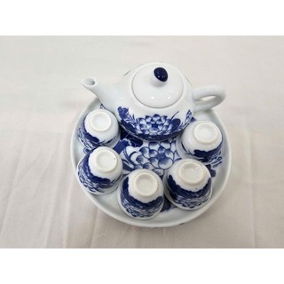 Bộ ấm chén mini thờ cúng bát tràng, họa tiết rồng phương, hoa sen