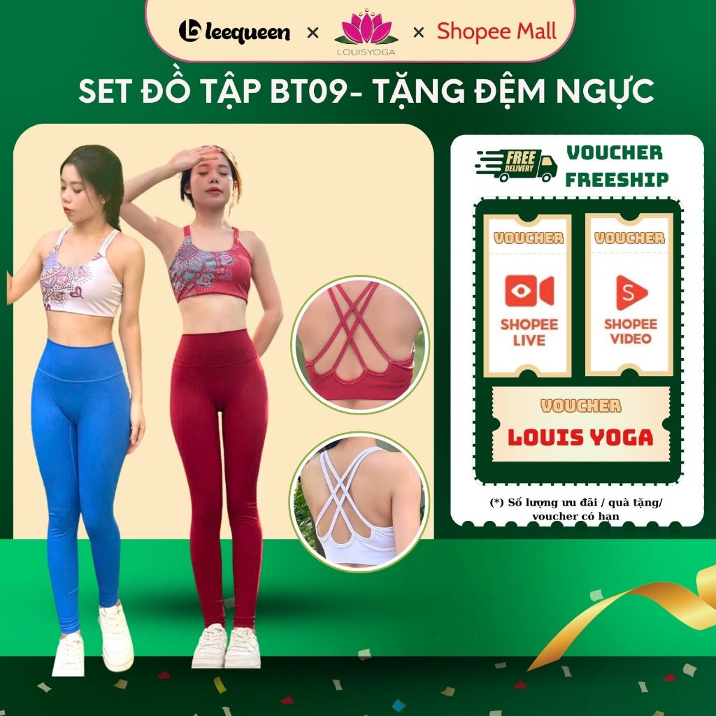Set đồ tập thể thao cao cấp- tập Gym Yoga- chất liệu co giãn thấm mồ hôi tốt Lee Queen