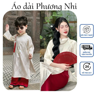    TẶNG KÈM CHARM ÁO BÉ   Áo dài thọ rơi mẹ và bé trai bé gái dáng suông cách tân mặc lễ Tết ăn cưới hỏi 