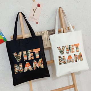 Túi tote vải canvas Việt Nam túi đeo vai đi học đi chơi thời trang hàn quốc đựng vừa A4 kích thước 35x40cm tota1021