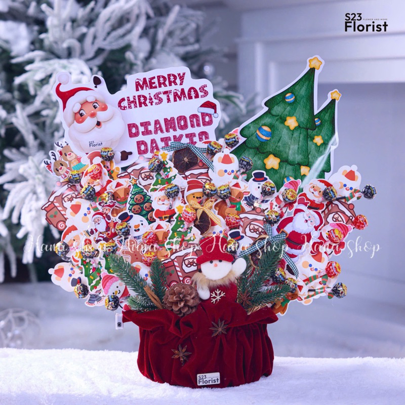 Set quà Noel, Set bánh kẹo Noel, Lẵng kẹ Noel, Lẵng quà giáng sinh cho bé