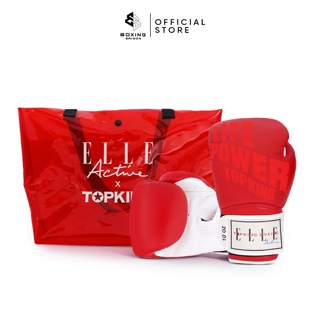 Găng tay Boxing Muay Thai TopKing TKBGEA01 Top King X Elle "Life Power" - White/Red