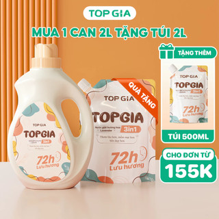 Nước giặt xả sắc hương Top Gia can 2L, thơm dịu nhẹ, giúp làm sạch và mềm quần áo
