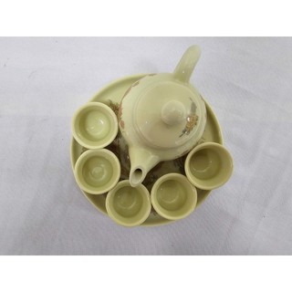 Bộ ấm chén mini men vàng, bộ đồ thờ cao cấp bát tràng