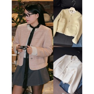 [NHẬN SAU TẾT] Áo dạ nữ A.693, Áo dạ lông thỏ cổ tròn tay dài dáng lửng cúc dọc kết hợp 2 túi thật phong cách dễ thương