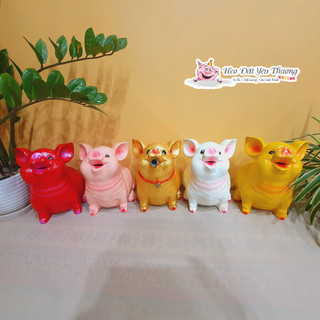 Lợn ngậm tiền 3D thạch cao cao 22cm quà tặng chuông vàng may mắn ống tiết kiệm khe nhét bằng miệng