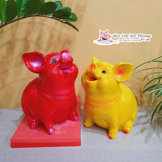 Lợn ngậm tiền 3D thạch cao cao 22cm quà tặng chuông vàng may mắn ống tiết kiệm khe nhét bằng miệng