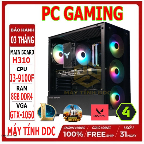 MÁY TÍNH PC GAMING CORE I3-9100F CHƠI LMHT FO4 PUBG GTA V....