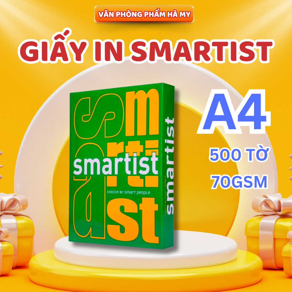 1 Ream 500 Tờ Giấy In Smartist A4 Định Lượng 70 gsm Giấy láng, mịn, trắng bóng