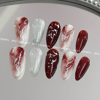 Nailbox Thiết Kế Móng Tay Giả Tông Đỏ Cho Mùa Tết Xinh Xắn Cho Phái Nữ Mã 294