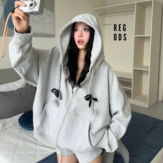 Áo khoác Hoodie zip có nón vải nỉ chân cua dây nón đan Regods - Hoodie zip Ribbon đan dây nón