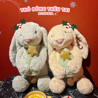   HỎA TỐC  JellyCat Noel ôm Thông Gấu Bông Thỏ Thêu Tai Theo Yêu Cầu - Quà tặng Giáng Sinh Noel Christmas Thú Nhồi Bông 