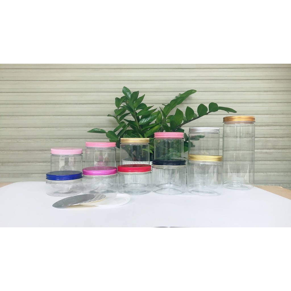 COMBO 10 HŨ PET ĐƯỜNG KÍNH 89MM NẮP NHÔM HỒNG ĐẬM/NHÔM VÀNG CHANH/NHÔM BẠC KÈM SEAL DÁN HOẶC LÓT