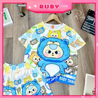 Set bộ mặc nhà Bé Ba BABY THREE hoạt hình dễ thương BIG SIZE 70kg cho mẹ và bé chất thun mịn mát co giãn thoải mái DBD