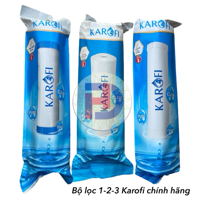 Bộ 3 lõi lọc nước Karofi chính hãng dùng cho máy lọc nước RO Bộ lõi lọc 123 karofi chính hãng