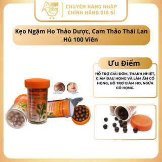  Kẹo Ngậm Ho Thảo Dược Cam Thảo Thái Lan Hủ 100 Viên Thái Lan - Hinohouse 