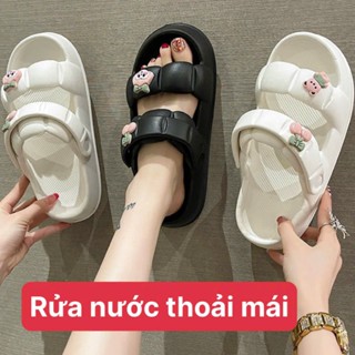 Dép sandal nữ quai hậu đi mưa kiểu dáng học sinh girl phố nâng đế 3cm 2 quai dễ đi chất liệu eva-giày dép 555