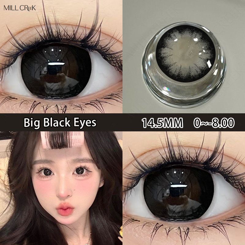【Lens 1 ngày】MILL CREEK 2 miếng một ngày sử dụng kính áp tròng búp bê mắt màu đen sinh viên độ phong