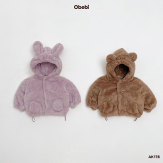 Áo Khoác Lông Gấu Thỏ Mềm Mại Dễ Thương Cho Bé Trai Bé Gái Obebi AK178