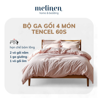 [Bedding Set] Bộ Ga Gối 4 món Lụa Tencel 60s Melinen Set 2 Vỏ Gối, 1 Vỏ Gối Ôm, 1 Ga Giường