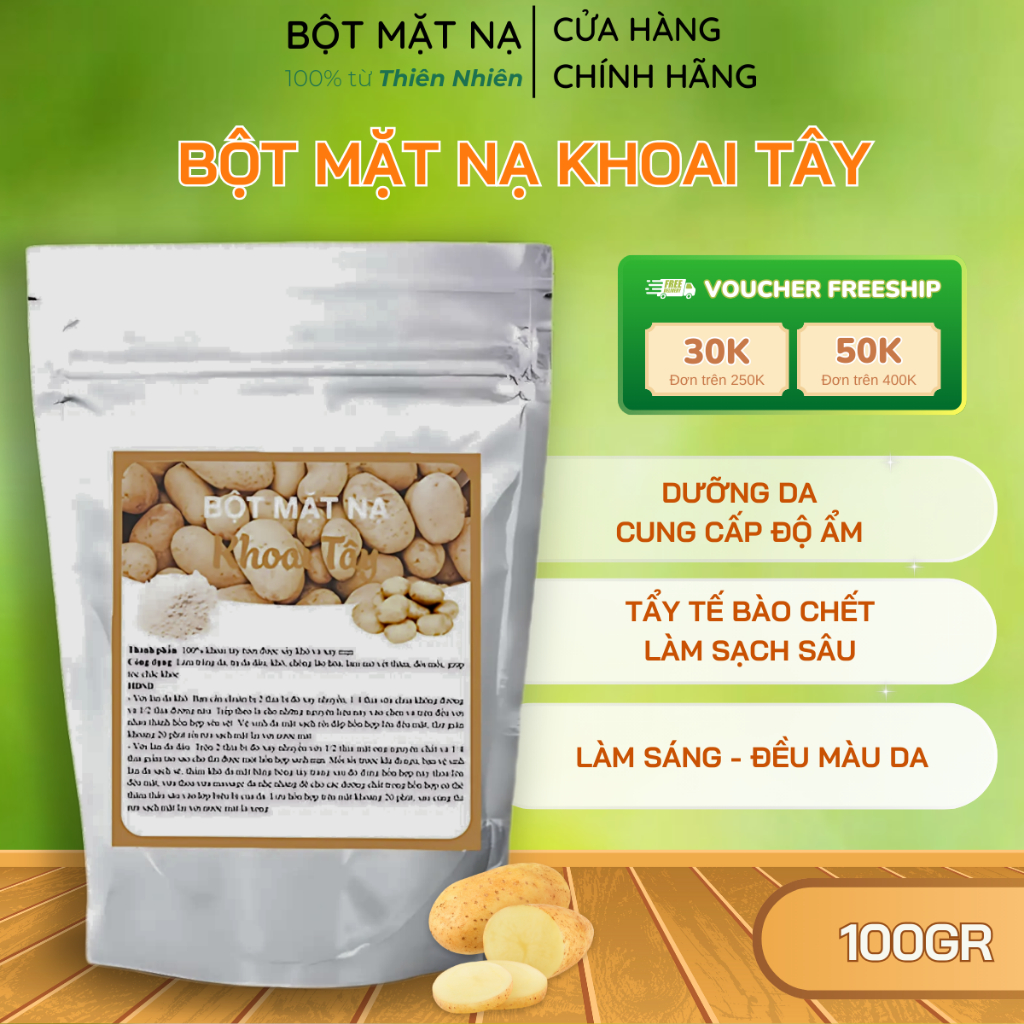 [ 100g ] Bột mặt nạ khoai tây nhà làm từ thành phần tự nhiên 100% hanmade